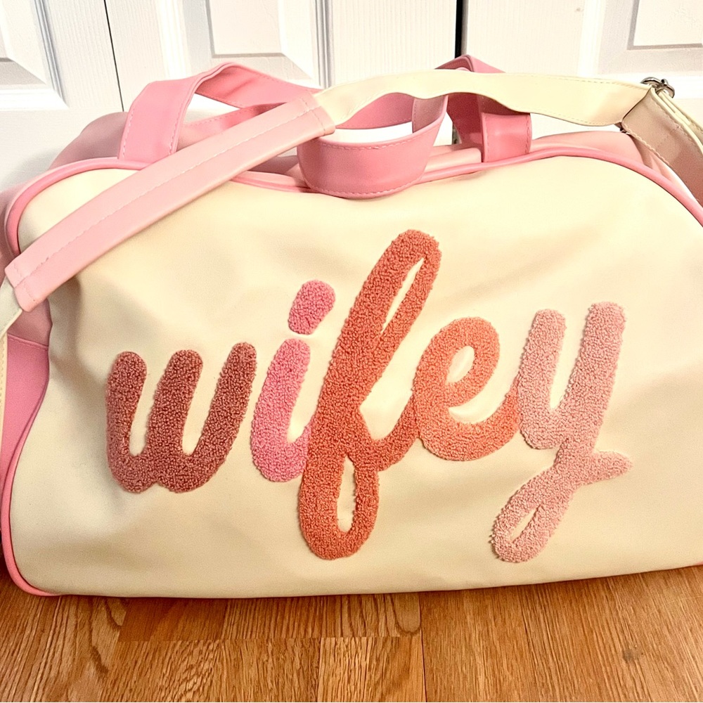 Wifey Faux Leather Varsity Weekender